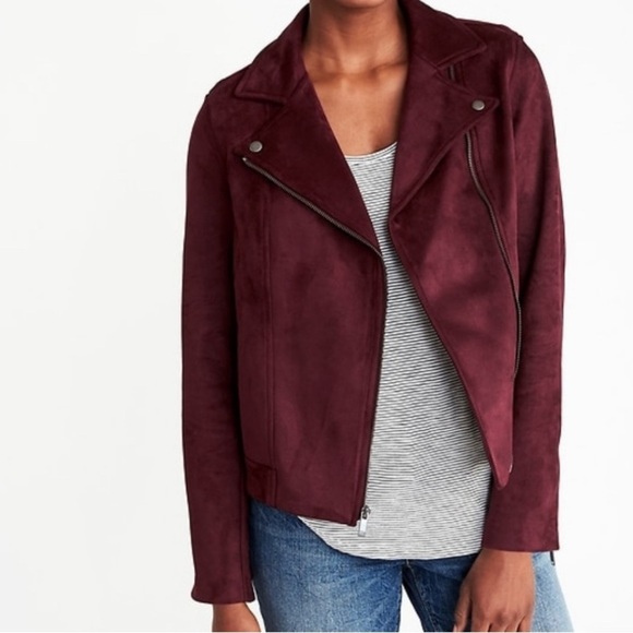 Old Navy Deep Red Suede Jacket - Picture 1 of 3